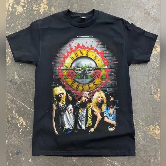 Guns N' Roses Official Band T-Shirt - Skulls Wreath Logo, Navy Blue, Men's Size XXL